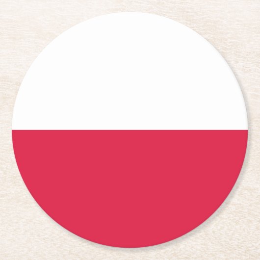 Vlag van Polen Ronde Kartonnen Onderzetter (Voorkant)
