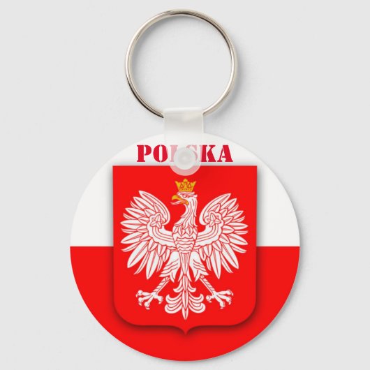 Vlag van Polen WK 2022 Voetbal Soccer Polska Sleutelhanger (Voorkant)