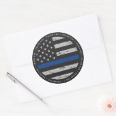  vlag van politie Thin Blue Line Hartelijk dank Ronde Sticker (Envelop)