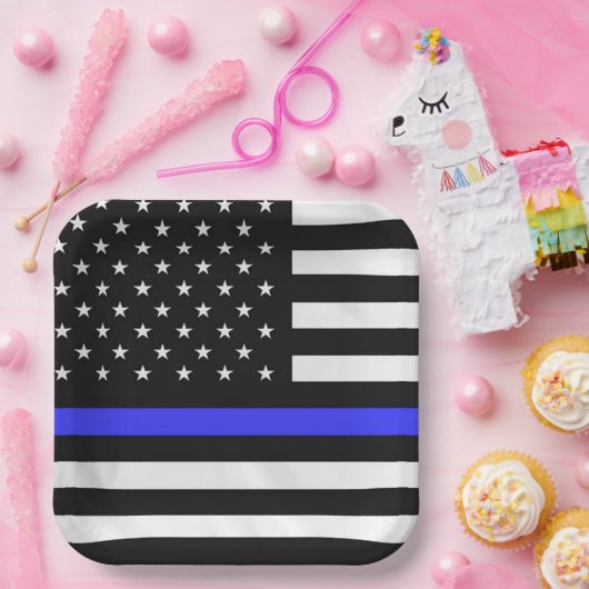 vlag van politieagent papieren bordje (Feest)