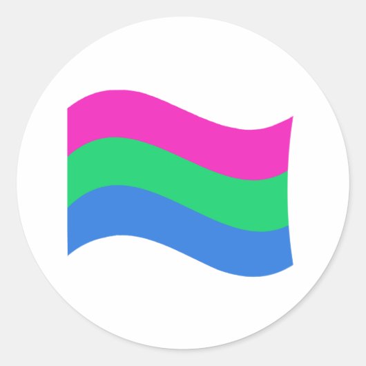 Vlag van Polyseksuele Pride Wavy Ronde Sticker (Voorkant)