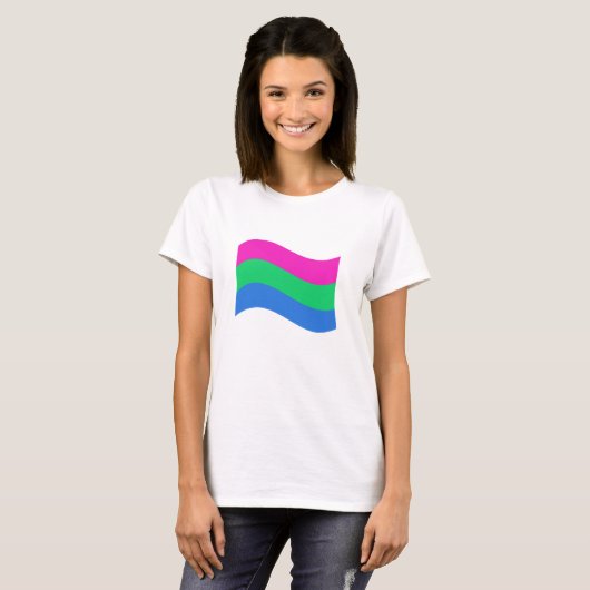 Vlag van Polyseksuele Pride Wavy T-shirt (Voorkant volledig)