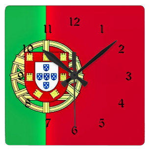 Vlag van Portugal coloful custom design Vierkante Klok