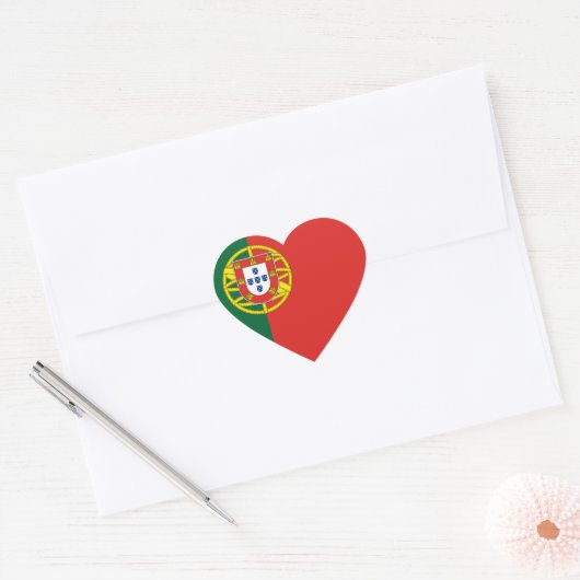 Vlag van Portugal Hart Sticker (Envelop)