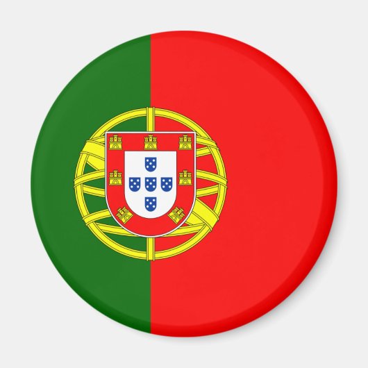 Vlag van Portugal Magnet (Rond) (Voorkant)