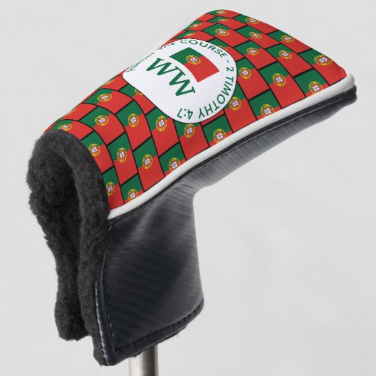 Vlag van Portugal MONOGRAM Putter Golfheadcover (3/4 voorkant)