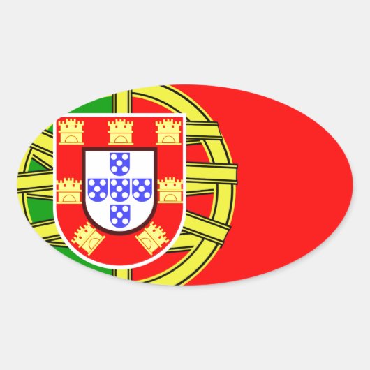Vlag van Portugal Ovale Sticker (Voorkant)