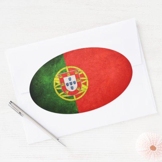 Vlag van Portugal Ovale Sticker (Envelop)