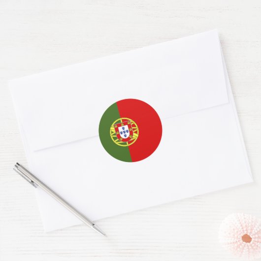 Vlag van Portugal Ronde Sticker (Envelop)