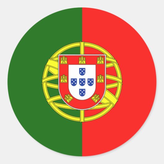 Vlag van Portugal Ronde Sticker (Voorkant)