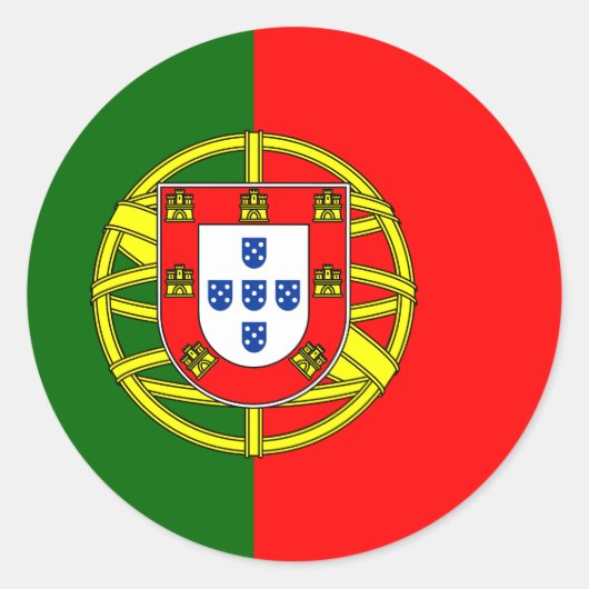 Vlag van Portugal Ronde Sticker (Voorkant)