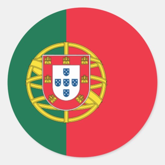 Vlag van Portugal Ronde Sticker (Voorkant)