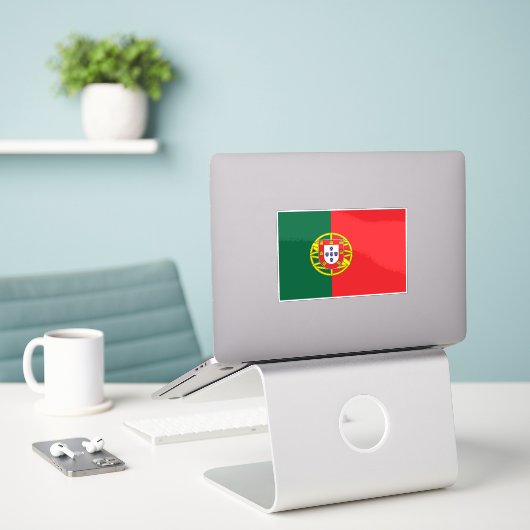 Vlag van Portugal Sticker (Laptop op bureau)