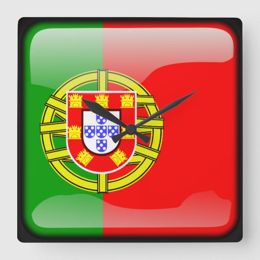 Vlag van Portugal Vierkante Klok (Voorkant)