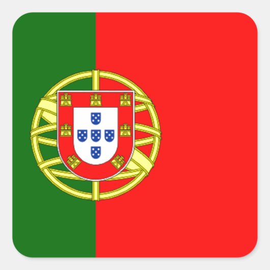 Vlag van Portugal Vierkante Sticker (Voorkant)