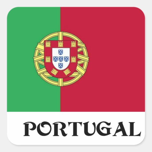 Vlag van Portugal Vierkante Sticker (Voorkant)