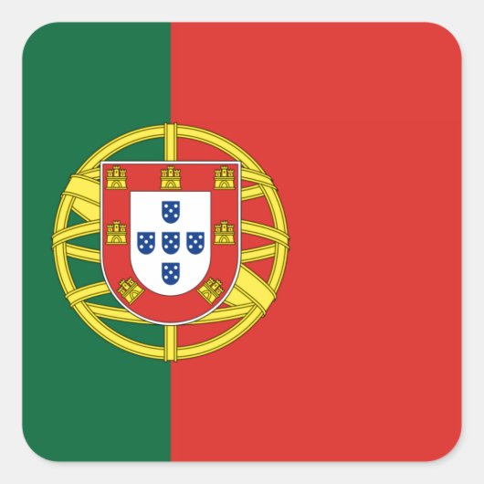 Vlag van Portugal Vierkante Sticker (Voorkant)
