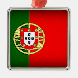 Vlag van Portugal Zwarte Rand Metalen Ornament