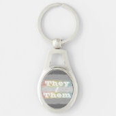  vlag van Pronoun DemifluidroPride Sleutelhanger (Voorkant)