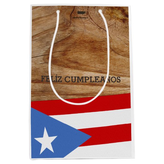 Vlag van Puerto Rican Birthday Theme Medium Cadeauzakje (Voorkant)