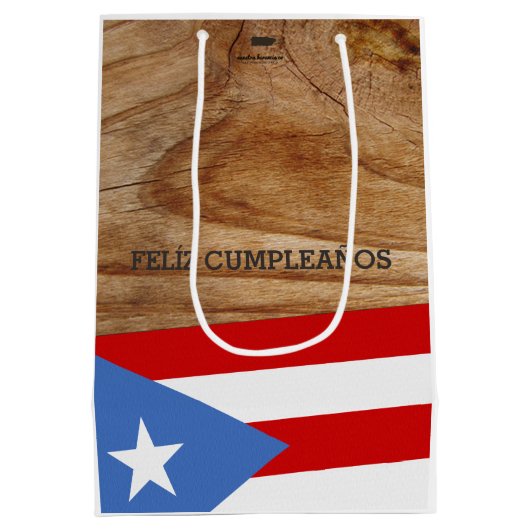 Vlag van Puerto Rican Birthday Theme Medium Cadeauzakje (Achterkant)