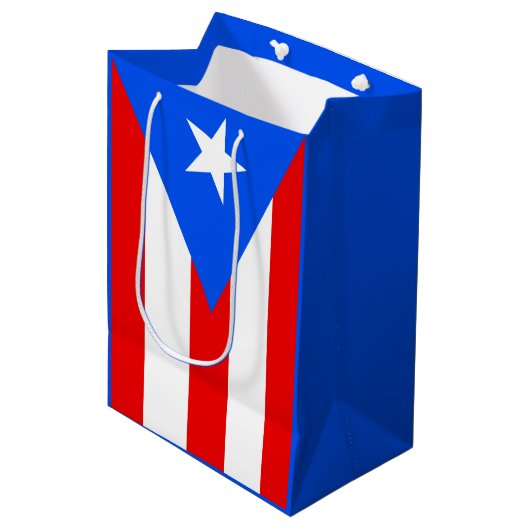 vlag van Puerto Rican Medium Cadeauzakje (Voorkant Gekanteld)