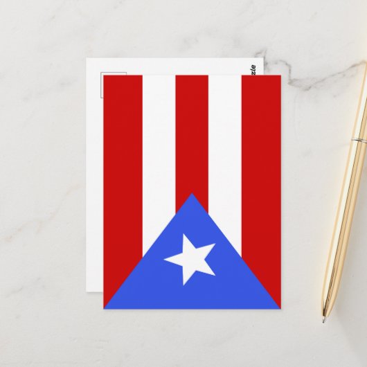 vlag van Puerto Rico Briefkaart (Voorkant / Achterkant in situ)