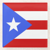 vlag van Puerto Rico Glazen Onderzetter (Voorkant)