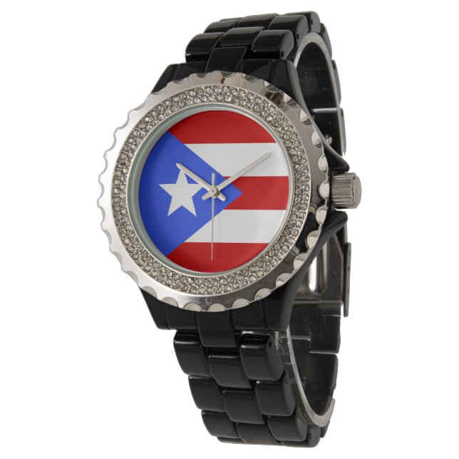 vlag van Puerto Rico Horloge (Gekanteld)