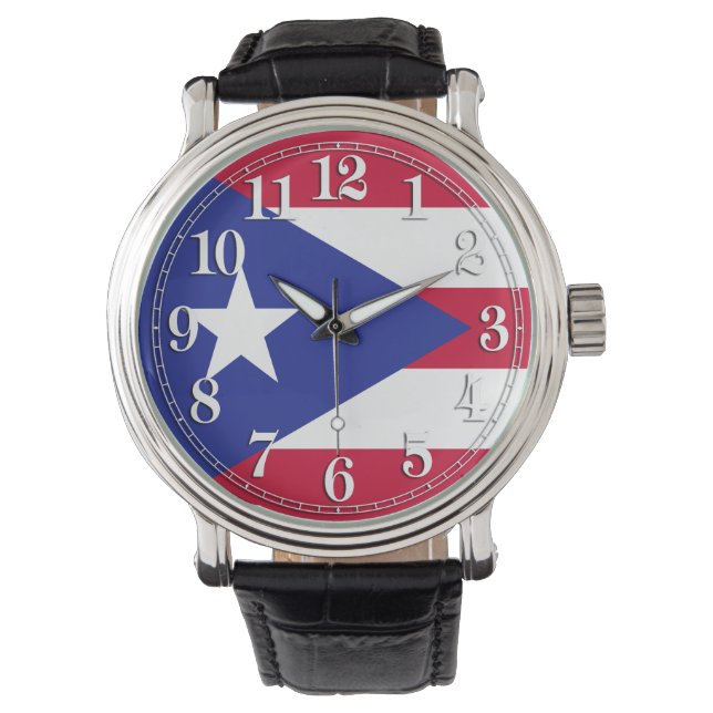 Vlag van Puerto Rico Horloge (Voorkant)