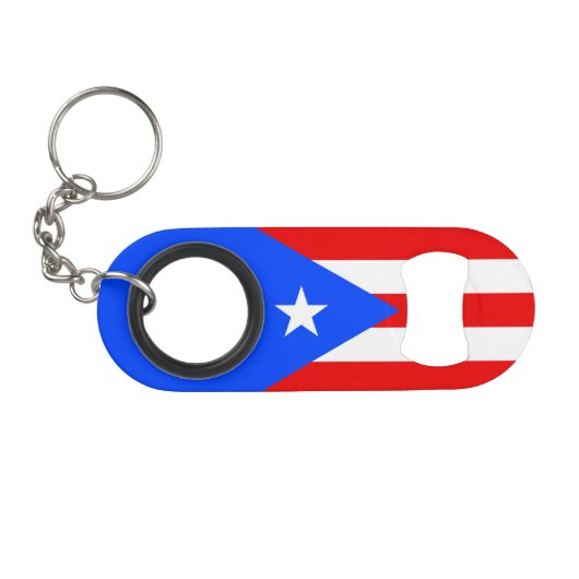 Vlag van Puerto Rico Mini Flessenopener (Voorkant (Horizontaal))