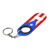 Vlag van Puerto Rico Mini Flessenopener (Voorkant Gekanteld)