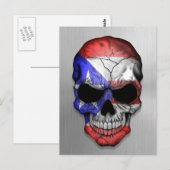 Vlag van Puerto Rico op een stalen schedel Briefkaart (Voorkant / Achterkant)