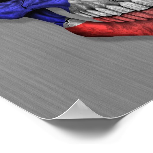 Vlag van Puerto Rico op een stalen schedel Poster (Hoek)