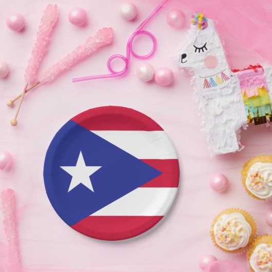 Vlag van Puerto Rico Papieren Bordje (Feest)