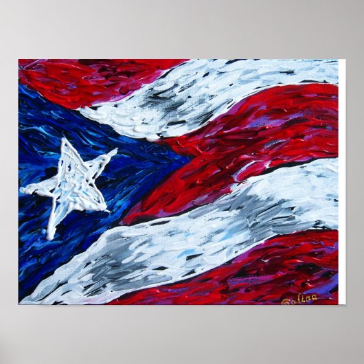 Vlag van Puerto Rico Poster (Voorkant)