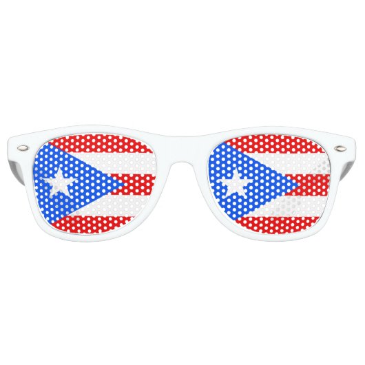 Vlag van Puerto Rico Retro Zonnebril (Voorkant)