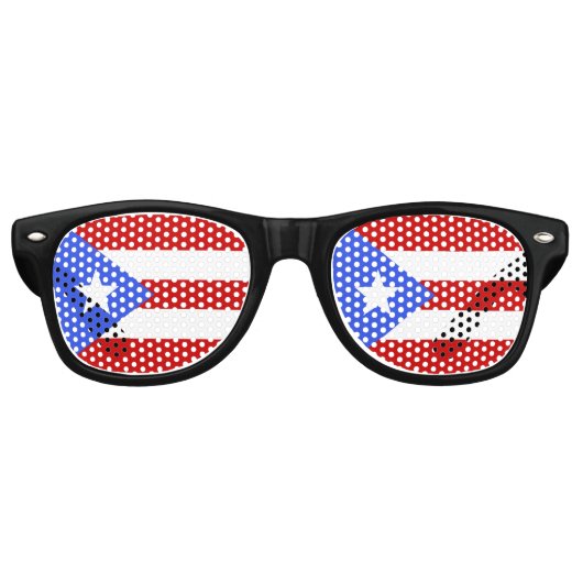 vlag van Puerto Rico Retro Zonnebril (Voorkant)