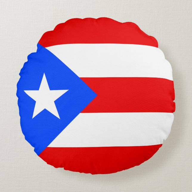 Vlag van Puerto Rico Rond Kussen (Voorkant)