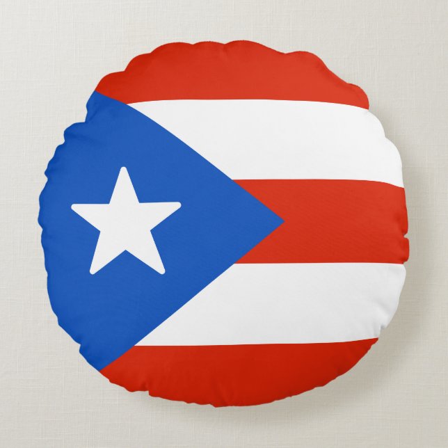 Vlag van Puerto Rico Rond Kussen (Voorkant)