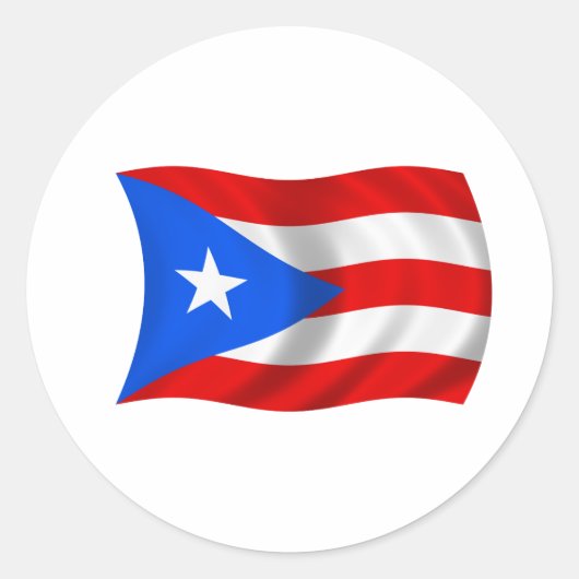Vlag van Puerto Rico Ronde Sticker (Voorkant)