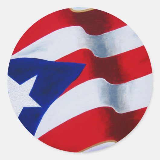 Vlag van Puerto Rico Ronde Sticker (Voorkant)