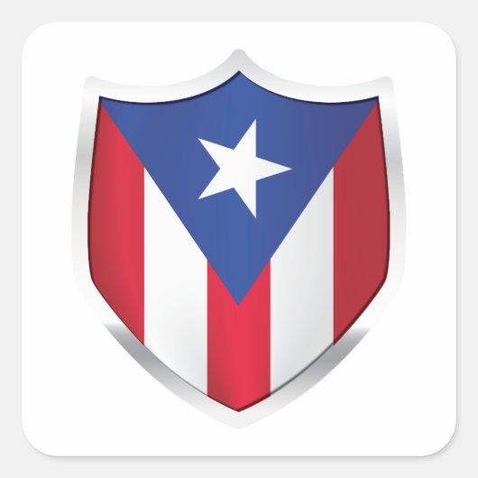 vlag van Puerto Rico Silver Shield Vierkante Sticker (Voorkant)