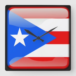 Vlag van Puerto Rico Vierkante Klok