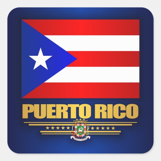 Vlag van Puerto Rico Vierkante Sticker (Voorkant)