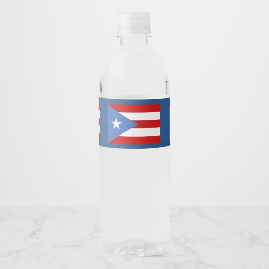 Vlag van Puerto Rico Waterfles Etiket (Voorkant)
