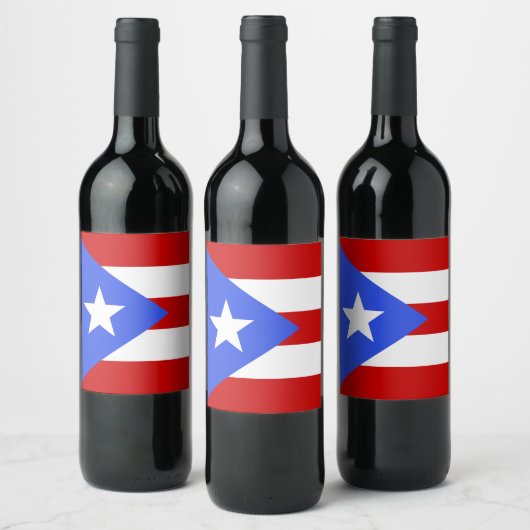 vlag van Puerto Rico Wijn Etiket (Flessen)
