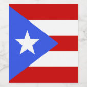 vlag van Puerto Rico Wijn Etiket (Enkel label)