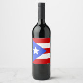 vlag van Puerto Rico Wijn Etiket (Voorkant)