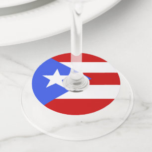 vlag van Puerto Rico Wijnglaslabel